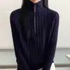 Suéter casual de punto trenzado de manga larga con cuello alto y media cremallera, versátil, estilo coreano, nuevo para otoño/invierno 2026, para mujer