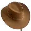 Sombrero de Vaquero Occidental Transfronterizo Sombrero de Caballero Sombrero de Sol para Hombres y Mujeres Ala Grande para Exteriores Forma de Cuerda de Gamuza Sombrero de Viaje