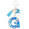 Resina Azul A- Z Iniciales Llavero Borla Colgante Mariposa para Llaves de Coche Billetera Mochila Mano