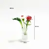 Buquê de Rosa Esmaltada Zibo Mini Arranjo de Flores Artificiais de Vidro Decoração de Mesa Artesanato Presente de Dia dos Namorados