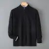 Bai Cai Rong Suéter de Punto Grueso con Cremallera para Hombre, Informal, Tendencia, Cálido, Capa Interior de Lana, Otoño Invierno, Transpirable, Capa Base