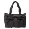 Bolsa de tela de gran capacidad para mujer, nuevo modelo otoño 2026, bolso tote con lazo y correa de hombro plisada texturizada, bolso de hombro para llevar debajo del brazo