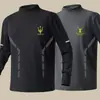Top de fleece dupla face para outono e inverno com gola alta, camada interna unissex slim-fit para negócios, camisa base quente, camiseta masculina de manga longa