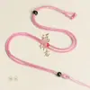 Lanyard simple de hilo de Milán tejido a mano con cuentas negras, cuerda de collar delgada ajustable de Cristal Ámbar Esmeralda de 2 mm