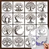 Bestseller transfronterizo: Plantillas decorativas de pintura con forma de árbol para pintura a mano DIY, pintura en aerosol y tarjetas de plantilla.