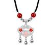 Colgante Ruyi de Plata Yun Ningcai S999 Plata Esterlina Hebilla de la Paz Collar Estilo Palacio para Mujer Flor Calado Candado de la Longevidad Colgante