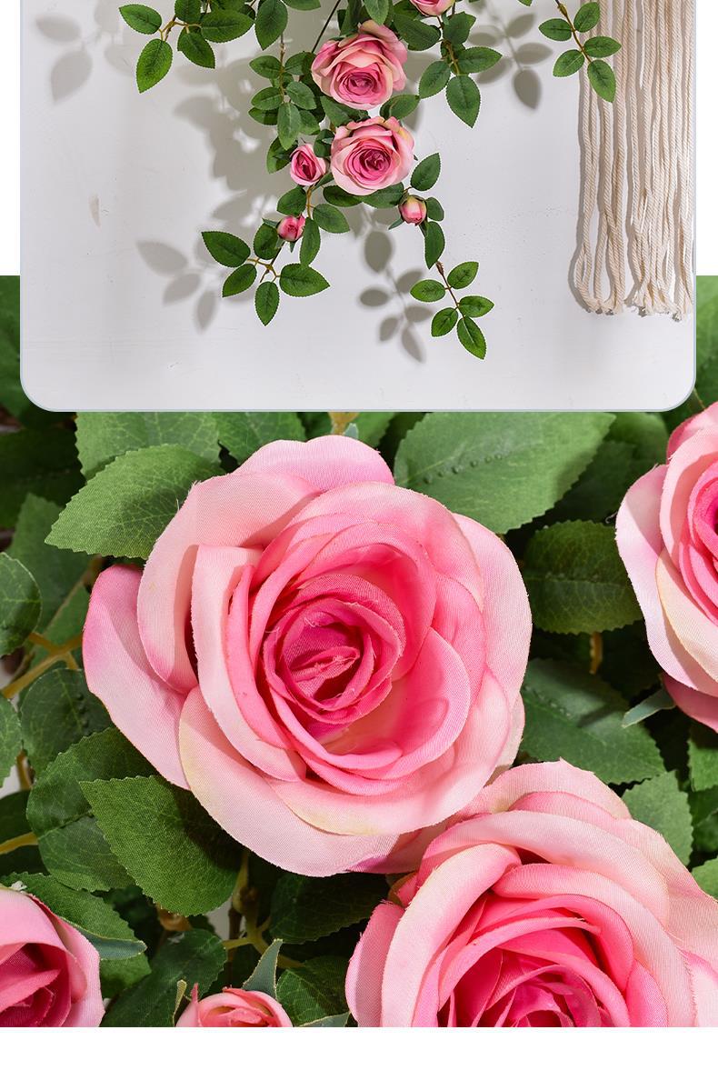 仿真玫瑰花藤,吊兰墙面造景网红花墙打卡壁挂,橱窗装饰绿植假花藤条