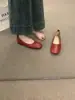 Sapatos retrô versáteis Chuyuji de bico quadrado em couro macio, versáteis e confortáveis para os pés, sapatilhas de sola macia para gestantes