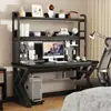 Escritorio de Computadora, Escritorio para Oficina en Casa, Escritorio de Estudiante para Dormitorio, Estantería Integrada con Tablero Perforado, Mesa de Estudio Simple con Almacenamiento