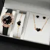 Pulseira Estilo Europeu e Americano Padrão Turquesa Negra Personalizada Corrente Feita à Mão Quadrado Preto Tendência Elegante Conjunto de Acessórios para Relógio de 4 Peças