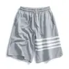 Pantalones Cortos Casuales de Waffle para Hombre Verano Shorts Deportivos Ropa Exterior a la Rodilla Color Sólido Pantalones Cortos de Baloncesto