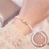 Pulsera de Perlas Chapada en Oro Real Estilo Coreano para Mujer, Exquisito Lazo Estilo Mori Elegante, Diseño Nicho ins, Pulsera de Obsidiana Helada