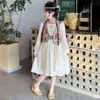 Vestido de Princesa para Niñas Primavera y Otoño 2025, Vestido de Estilo Étnico para Niños de Edad Media, Vestido de Princesa de Región Occidental Estilo Chino para Niñas Pequeñas para Actuación