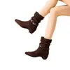 Botines Cortos Ocultos para Aumentar la Altura para Mujer 2026 Otoño/Invierno Nuevo Estilo Gamuza Versátiles Botas tipo Martin Puntera Cuadrada Tacón Bajo Hebilla Botas Apiladas Mujer