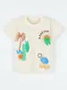 26 Nuevos Estilos de Verano de Camisetas de Manga Corta para Niños, Moda Europea y Americana Estampado de Playa Camisetas de Cuello Redondo para Niños, Suministro Transfronterizo de Ropa para Niños
