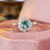 Anillo de Plata de Ley S925 de Venta Caliente Transfronteriza Borde de Ágata de Hierba de Agua Luna Incrustada Diamante Blanco Lujo Accesible Hermoso Simple Versátil
