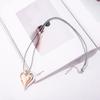 Collar transfronterizo Amazon Explosions con cuerda compacta, corazón, geometría clásica bicolor, cadena larga de lana metálica para mujer