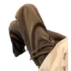 Calça Casual Fluida com Padrão de Espiga de Trigo Masculina Nova Primavera e Outono Perna Reta Solta Retrô Americano Perna Larga de Alta Qualidade Calça Longa
