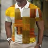 Camisa Polo de Verano para Hombre Nueva de Manga Corta Cuadros Impresión Digital 3D Casual de Negocios Transpirable Cuello de Solapa Polo