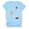 Camiseta feminina independente da Amazon, da moda, única e divertida, com caveira "well shit", balão, rosa, gola redonda e manga curta