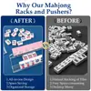 Estante de mahjong acrílico transparente transfronterizo con hélice incorporada en forma de abanico y líneas de mahjong onduladas, accesorio moderno para juegos de mesa