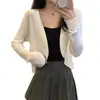 Xale de Proteção Solar de Seda de Gelo Primavera e Verão Novo Fino Versátil Elegante Simples Estilo Ocidental Manga Longa Cardigã Externo Tricotado