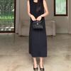 Vestido Largo Negro Holgado Slim Versátil de Primavera y Verano Estilo Francés Estilo Socialité Hepburn Vestido Traje Negro Mujer
