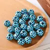Cuentas de Madera con Estampado de Leopardo Impreso, Cuentas Lindas Rayadas de Colores Variados, Cuentas Redondas Tejidas a Mano, Pulseras, Collares, Accesorios de Bricolaje, Cuentas Sueltas