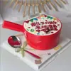 Colher de Água Vermelha Tendência de Ano Novo Balde de Morango Decoração de Bolo Colher de Água Excêntrica de Natal Copo para Bolo Cupcake Tigela de Esmalte