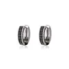 Brincos de Argola Europeus e Americanos da Amazon, Brincos de Cobre Preto com Zircônia Completa, Acessórios de Orelha da Moda Hip-Hop Personalizados Unissex