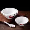 Tazón de porcelana mejorada con cerámica para gallo clásico nostálgico de la vieja escuela Tazón de Arroz para patas de cerdo tazón de pollo Tazón Cubo Tazón de Desayuno vajilla vintage