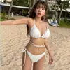 Traje de baño bikini de dos piezas estilo coreano 2025 transfronterizo para aguas termales, bikini con tirantes, traje de baño bikini de dos piezas triangular para mujer