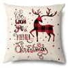 Juego de Fundas de Almohada Transfronterizas para Navidad Europea y Americana, Funda para Cojín de Sofá de Sala de Estar, Funda para Almohada de Cintura con Reno Papá Noel Árbol, Suministro de Fábrica