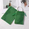 Fábrica en stock bolsa de lino de imitación joyería boca de haz bolsa de almacenamiento de lino de imitación juego de texto joyería bolsa de embalaje para regalo de Navidad venta al por mayor