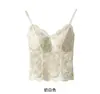 Camisola de Encaje Puramente Sexy con Hermoso Diseño en la Espalda, Copas Integradas, Top Tubo Ajustado para Llevar por Encima