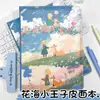 El Principito en el Mar de Flores Página para Colorear A5 Cuaderno Bloc de Notas para Estudiantes Diario de Sanación Dibujo Animado de Alto Valor Tapa Dura