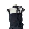 Bufanda Larga Estrecha de Encaje Sencilla para Colgar en el Cuello, Accesorio de Cuello en Capas, Bufanda Collar Estilo Deseo Puro