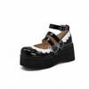 Sapatos Lolita de sola grossa tamanho grande estilo japonês fofo fivela de cinto sapatos Mary Jane estilo Quatro Estações T516