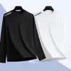 Camiseta de manga larga de otoño, capa base talla grande, cuello redondo para hombre, top simple y holgado, estilo coreano, camiseta estampada de moda