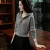 Moletom de Tricô com Zíper 2026 Primavera e Outono Novo Moda Jovem Casual Estilo Curto Manga Longa Suéter para Mulheres