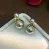 Aretes de Aguja de Plata S925 con Perla y Zirconia Micro-Incrustada Nicho Diseño Más Fácil de Combinar Zirconia Zirconia Aretes al por Mayor