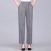 Pantalones de Mamá Verano Delgados Algodón y Lino Nueve Puntos Pantalones para Mujeres de Mediana Edad y Ancianas Elásticos de Cintura Alta Lino Primavera y Otoño Pantalones Holgados para Ancianas