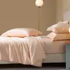 Xiangling Premium Conjunto de Roupa de Cama de Quatro Peças Cor Sólida Tencel Importado Estilo Simples e Luxuoso: Lençol, Capa de Edredom, Fronha e Acessórios de Cama