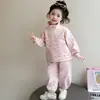 Conjunto de Moletom para Meninas Primavera Outono 2026 Novo Estiloso Fashionável Roupas de Outono para Crianças Conjunto Casual de Duas Peças para Bebê Menina Outono