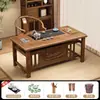 Novo Conjunto de Mesa de Chá e Cadeiras para Varanda Estilo Chinês Madeira Maciça Mesa para Preparo de Chá Mesa de Chá para Apartamento Pequeno Conjunto Completo Integrado Mesa de Chá Zen