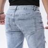 Jeans para Hombre con Estiramiento, Estilo Urbano, Azul Claro, Estilo Pantalón de Hombre, Pantalones Largos de Mezclilla Rasgados y Desgastados