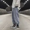 Calças Jeans Masculinas Outono e Inverno High Street Ins Marca Tendência Estiloso Estilo Harajuku Soltas Estilo Coreano Calças Jogger de Casal Calças Cropped