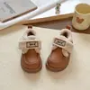Zapatos de Algodón para Niños 2026 Invierno Nuevo Estilo Mocasines de Princesa Forrados de Felpa para Niñas Zapatos de Cuero Cálidos Antideslizantes para Niños Mayores
