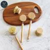 Cepillo de Sisal para Ollas para Uso Doméstico, Cepillo de Bambú con Mango Largo para Lavar Ollas y Platos, Cepillo con Mango de Bambú para Limpieza de Cocina, Eliminar Sarro y Grasa