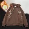 Moletom com capuz de cardigã de designer para primavera e outono transfronteiriço, jaqueta versátil de topo estilo Hong Kong ins de nicho para homens